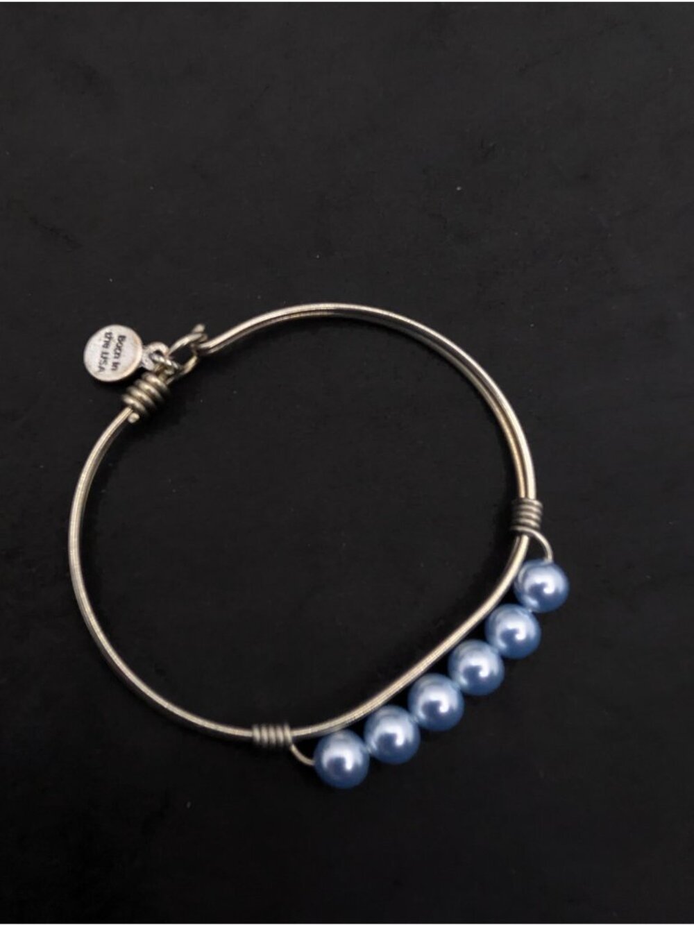 Luca + Danni Bangle Bracelet Faux Pearl Lavender/blue silver Tone metal